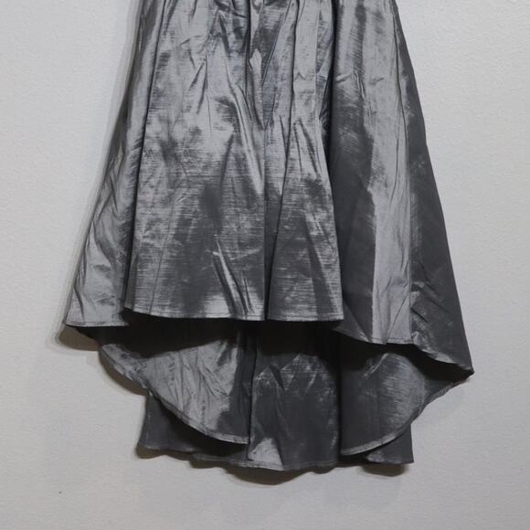 B. Darlin Silver Taffeta Spaghetti Strap Hi Low Dress Sz 13/14 - Picture 4 of 12